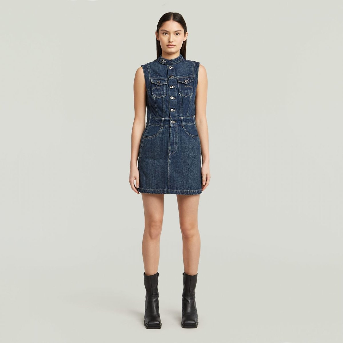 abiti donna g-star d27698 d577 moto slim dress s\l h555 antique faded twister
