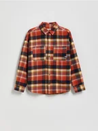 Bluzki dla chłopców - Reserved - Bawełniana koszula w kratę - pomarańczowy - miniaturka - grafika 1