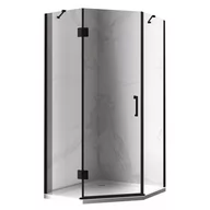 Kabiny prysznicowe - Czarna kabina prysznicowa pięciokątna 80x80 drzwi uchylne KZ10A - miniaturka - grafika 1
