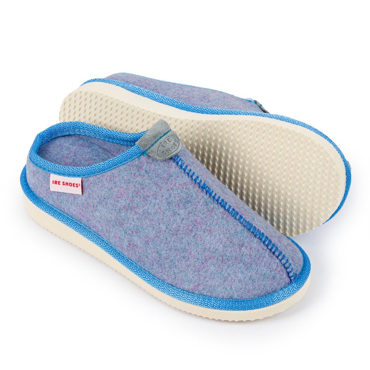 Ireshoes Pantofle Filcowe Damskie Niebieskie Naturalny Filc R.40