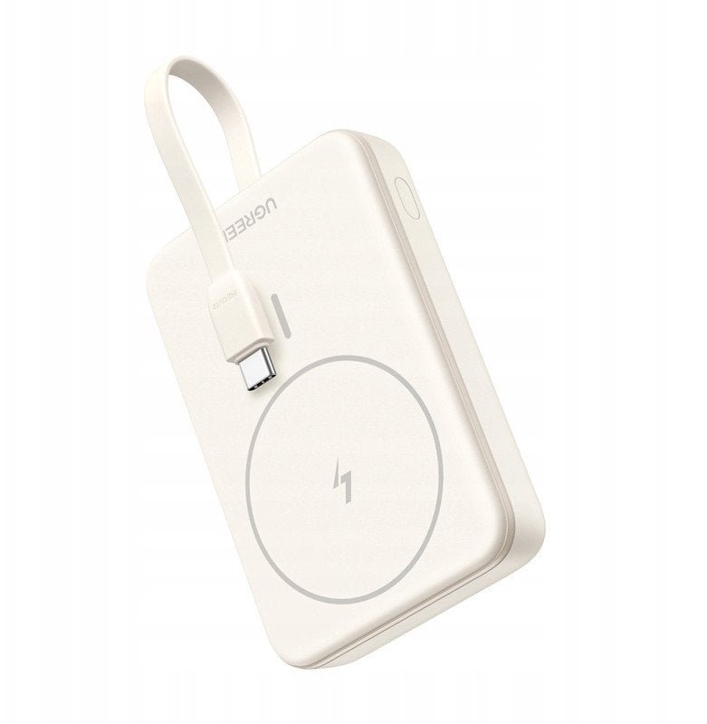 Powerbank magnetyczny 10000mAh Ugreen PB760, wbudowany kabel, 20W beżowy