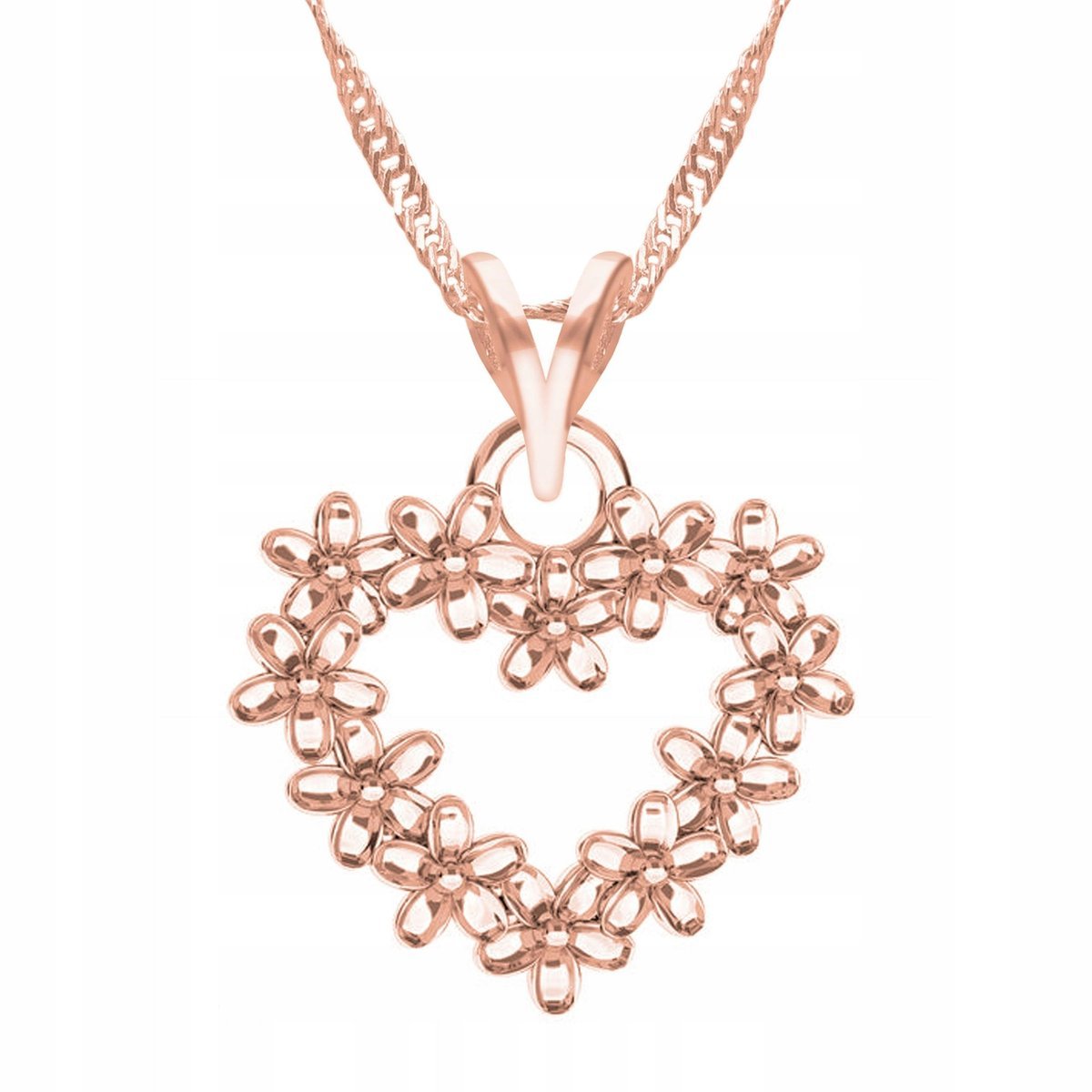Naszyjnik Pozłacany Serce w Kwiaty Serduszko Kwiat Kwiatek SREBRO 925