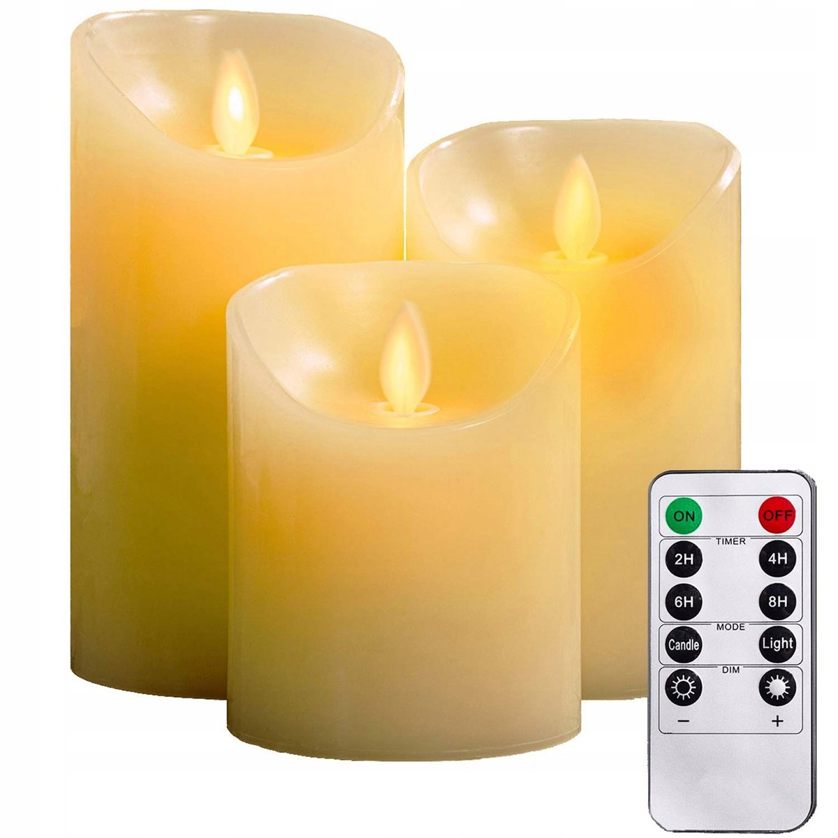 ŚWIECE LED BEZPŁOMIENIOWE Z PILOTEM 3 SZT. 10,2/12,7/15,2 CM TIMER