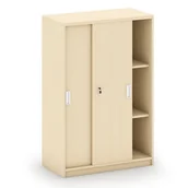 Szafy biurowe - B2B Partner Szafa przesuwna Mirelli A+, 800 x 400 x 1200 mm, brzoza CF F07415, CD060 - miniaturka - grafika 1