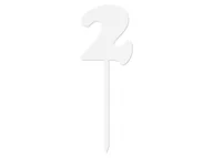 Dekoracje sali - Topper z pleksi biały na tort cyfra 2 - 12 cm - miniaturka - grafika 1