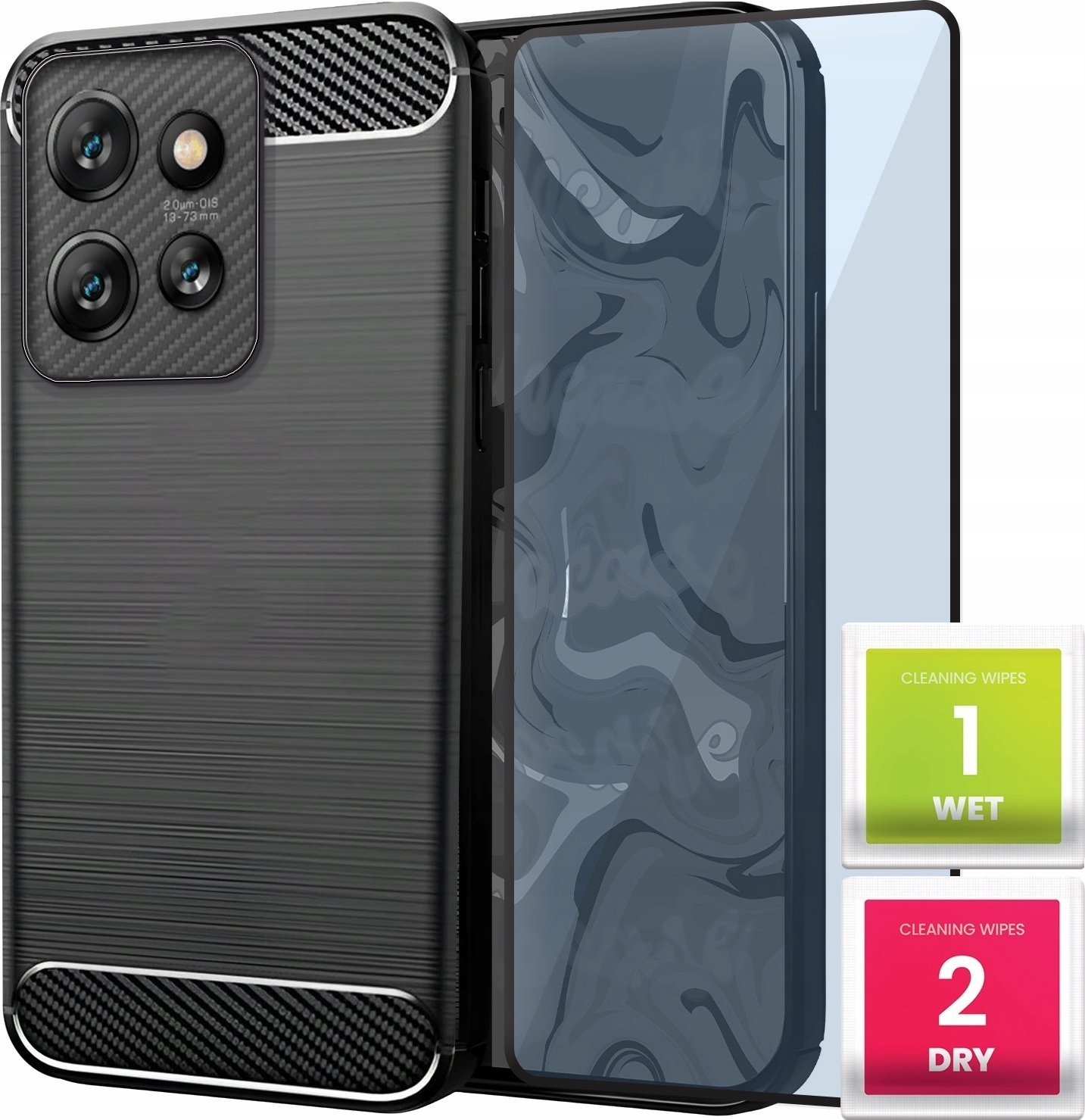 Etui do Motorola ThinkPhone 25 / Edge 50 Neo 5G Czarne, Karbon Szkło 9H