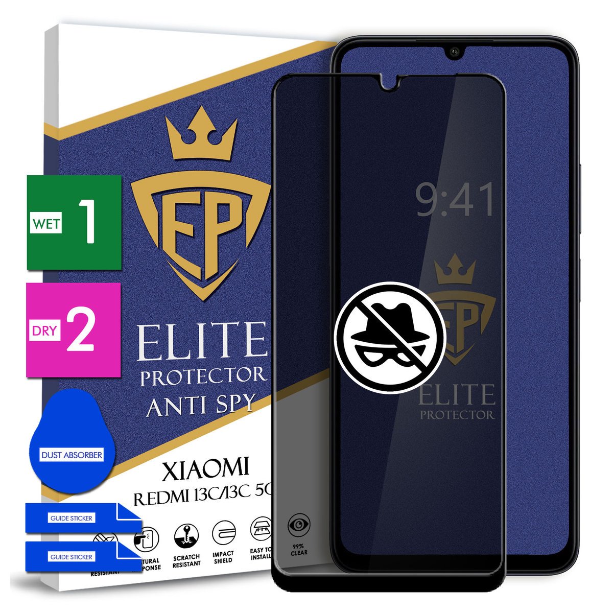Szkło Prywatyzujące Na Telefon Xiaomi Redmi 13C Hartowane 9H Cały Ekran 5D