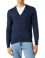 Swetry męskie - Hackett London Męski kardigan GMD Merino Silk Cardi, granatowy, XXL - miniaturka - grafika 1