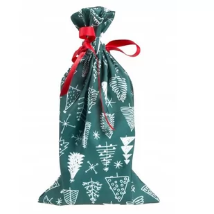 Woreczek poliestrowy świąteczny 20x35cm ZIELONY BIAŁE CHOINKI - Ozdoby bożonarodzeniowe - miniaturka - grafika 1
