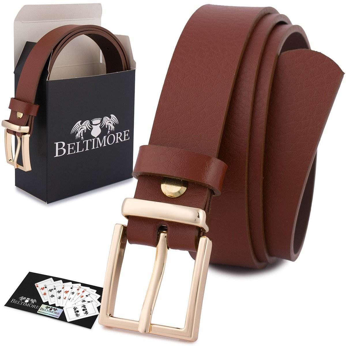 Skórzany pasek damski do spodni sukienki brązowa skóra nat 2,5 cm Beltimore O10 brązowy, beżowy r.110-125 cm