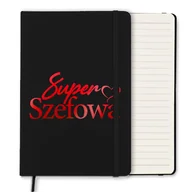 Notesy i bloczki - NOTES CZARNY Z GUMKĄ A5 LINIE NA PREZENT DLA SUPER SZEFOWEJ RED MIX WZORÓW - miniaturka - grafika 1