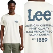 Koszulki męskie - Lee LOGO LOOSE TEE Ecru BARDZO LUŹNY BAWEŁNIANY T-SHIRT KOSZULKA Z LOGO M - miniaturka - grafika 1