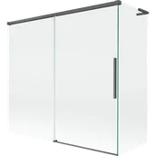 Parawany nawannowe - Mexen Rox L parawan nawannowy 2-skrzydłowy rozsuwany 170 + 80 x 150 cm, transparent, gun gray szczotkowany - 8C9L-170-080-66-00 - miniaturka - grafika 1