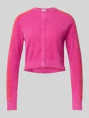 Swetry damskie - Kurtka z dzianiny z charakterystycznymi dla marki paskami w kontrastowym kolorze model ‘Fluffy’ - miniaturka - grafika 1