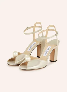 Jimmy Choo Sandały Na Obcasie Sacaria 85 gold - Czółenka - miniaturka - grafika 1