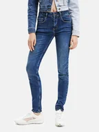 Spodnie damskie - Desigual Jeansy 23SWDD21 Granatowy Skinny Fit - miniaturka - grafika 1