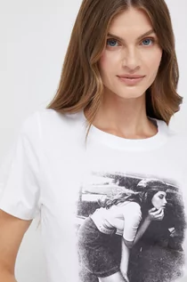 Koszulki sportowe damskie - Pepe Jeans t-shirt bawełniany kolor biały - grafika 1
