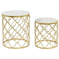 Ławy i stoliki kawowe - Emaga Stolik DKD Home Decor Srebrzysty Metal Biały Marmur (48 x 48 x 57 cm) (2 pcs) (40 x 40 x 46 cm) - miniaturka - grafika 1