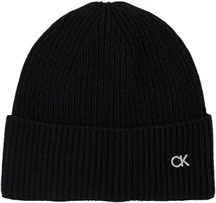 Calvin Klein Damska czapka z dzianiny RE-Lock Mix Beanie Ck Black, OS, Ck czarny, Rozmiar uniwersalny - Czapki damskie - miniaturka - grafika 1