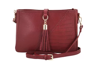 Torebki skórzane z ozdobnym frędzlem - Czerwone - Torebki damskie Torebki skórzane z ozdobnym frędzlem - Czerwone - Torebki damskie - miniaturka - grafika 1