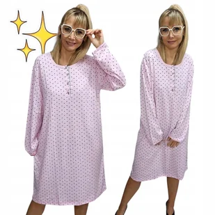 ROZPINANA KOSZULA NOCNA 5XL BAWEŁNA sukienka do spania luźna piżama groszki - Piżamy damskie ROZPINANA KOSZULA NOCNA 5XL BAWEŁNA sukienka do spania luźna piżama groszki - Piżamy damskie - miniaturka - grafika 1