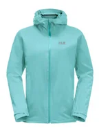 Kurtki i kamizelki sportowe damskie - Jack Wolfskin Kurtka przeciwdeszczowa w kolorze błękitnym - miniaturka - grafika 1