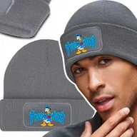 Czapki damskie - Ciepła Czapka Zimowa Szara TRASHER Modne Top Wzory - miniaturka - grafika 1