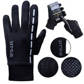 Rękawiczki rowerowe - RĘKAWICZKI DOTYKOWE ZIMOWE M MĘSKIE DAMSKIE OCIEPLANE Z MESZKIEM ODBLASK - miniaturka - grafika 1