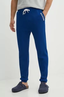 Piżamy męskie - Tommy Hilfiger spodnie piżamowe bawełniane kolor granatowy gładka - grafika 1