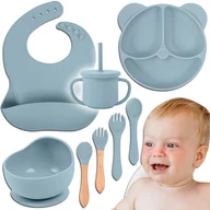 Zestawy naczyń dla dzieci - NACZYNIA SILIKONOWE ZESTAW DO KARMIENIA DLA DZIECI NIEMOWLĄT KOMPLET 10 ELEMENTÓW TAB-SET2 - miniaturka - grafika 1