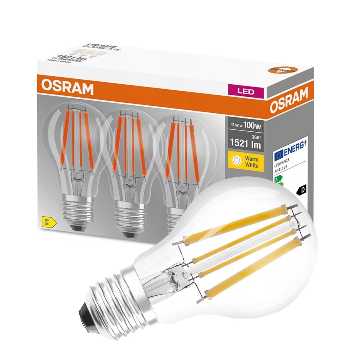 Osram żarówka filament LED E27 Base 11W 3 szt.