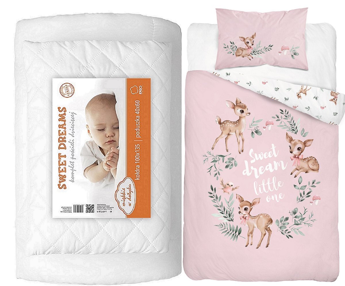 Komplet pościeli 100x135 do łóżeczka 4el z kołdrą i poduszką wyprawka