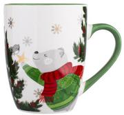 Ozdoby bożonarodzeniowe - Altom, Kubek baryłka christmas bear, 300 ml, zielony - miniaturka - grafika 1