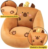 Krzesełka i taborety dla dzieci - Fotel Pluszowy Dla Dzieci Kapibara Z Kaczuszką Brązowy 50x45cm - miniaturka - grafika 1