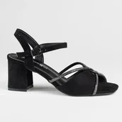 Półbuty damskie - Sandały damskie obcas GOODIN GD-FL1185 skóra eko czarne lekkie zamsz 36 - miniaturka - grafika 1