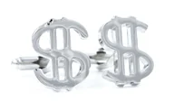 Spinki do mankietów i krawatów - Srebrne spinki do mankietów - znak dolara U24 - miniaturka - grafika 1