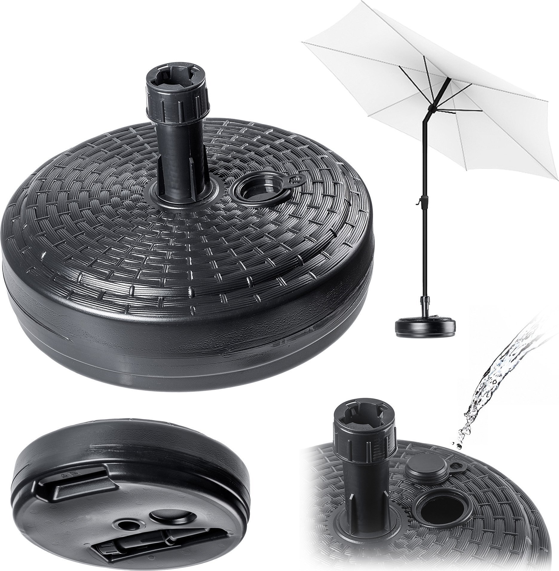 Kadax Podstawa Parasola Stojak Pod Parasol Ogrodowy Okrągły 39cm Obciążnik szary