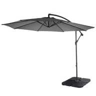 Parasole ogrodowe - Parasol ogrodowy Acerra, parasol przeciwsłoneczny, Ø 3 m, odchylany, poliester/stal 11 kg ~ szary z podstawą - miniaturka - grafika 1