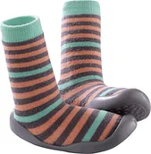 Skarpetki dla dzieci - Tichoups - Skarpetki dziecięce - Koralowe i wodne paski - Skarpetki dziecięce Rozmiar 25/26 - Skarpetki antypoślizgowe PVC - miniaturka - grafika 1