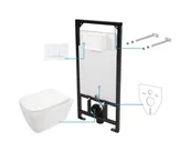 Miski WC - Deante Hiacynt New Zestaw Stelaż podtynkowy + toaleta WC bez kołnierza + deska wolnoopadająca + przycisk WC biały/bianco CDYA6ZPW - odbiór osobisty: Kraków, Warszawa - miniaturka - grafika 1