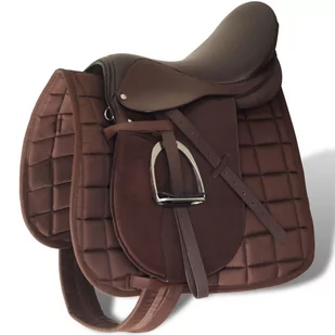 vidaXL Vidaxl Zestaw Do Osiodłania Konia 17,5" Z Naturalnej Skóry Brązowy 12 Cm 5W1 - Siodła - miniaturka - grafika 1