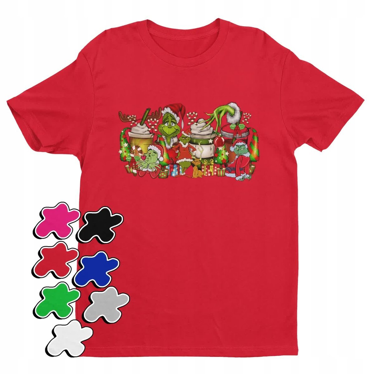 Koszulka T-Shirt Dziecięca Z Nadrukiem Grinch Święta Prezent -M 134-140