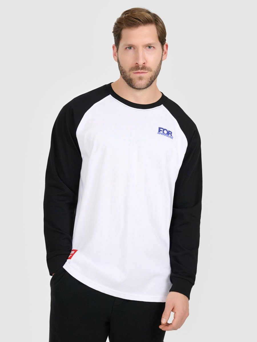 Longsleeve oversize męski 4F 4FRAW25TLONM633-10S Biały XL