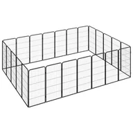 Sprzęt podróżny i transportery dla psów - vidaXL Kojec dla psa, 24 paneli, czarny, 50x100 cm, stal - miniaturka - grafika 1