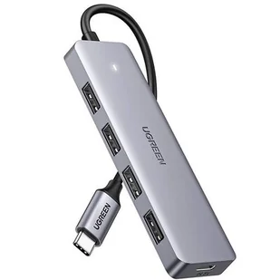 Adapter 4w1 UGREEN Hub USB-C do 4x USB 3.0 + USB-C (szary) - Huby USB - miniaturka - grafika 1