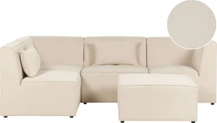 BELIANI Sofa narożnik 4-osobowy prawostronny beżowa sztruksowa z otomaną 4-osobowa nowoczesna kanapa modułowa z poduszką - Narożniki - miniaturka - grafika 1