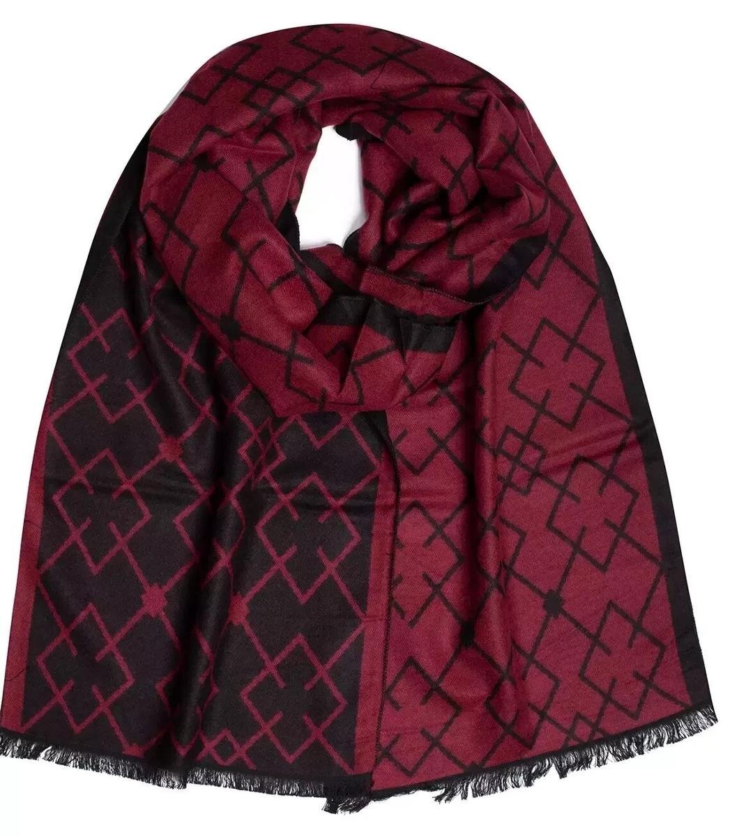 Szal męski szalik z frędzelkami we wzory