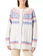 Swetry damskie - Jalene Damski sweter z dzianiny z guzikami 15425018-JA03, beżowy czerwony niebieski, XS/S, Beżowy, czerwony, niebieski., XS-S - miniaturka - grafika 1