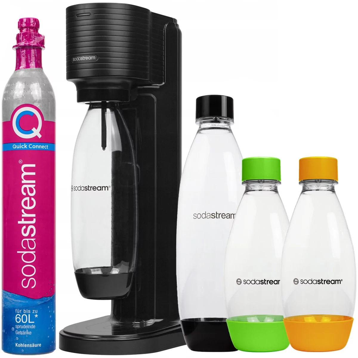 Saturator SodaStream Gaia Titan jedna butelka + Butelki SodaStream PET 0,5 L zielona+pomarańczowa Dwupak