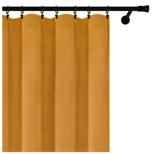 Voppi Zasłona welurowa z taśmą marszczącą na żabki agrafki tunel 140 x 260 cm elegancka żółta zasłona do domu - Zasłony - miniaturka - grafika 1